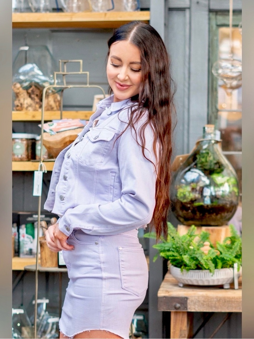Judy Blue Lavender Distressed Cropped Boyfriend Jean Jacket Size Small